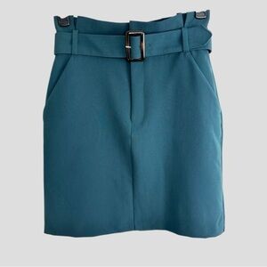Banana Republic Teal Belted Mini Skirt Sz 4 | Structured‎ Workwear Office